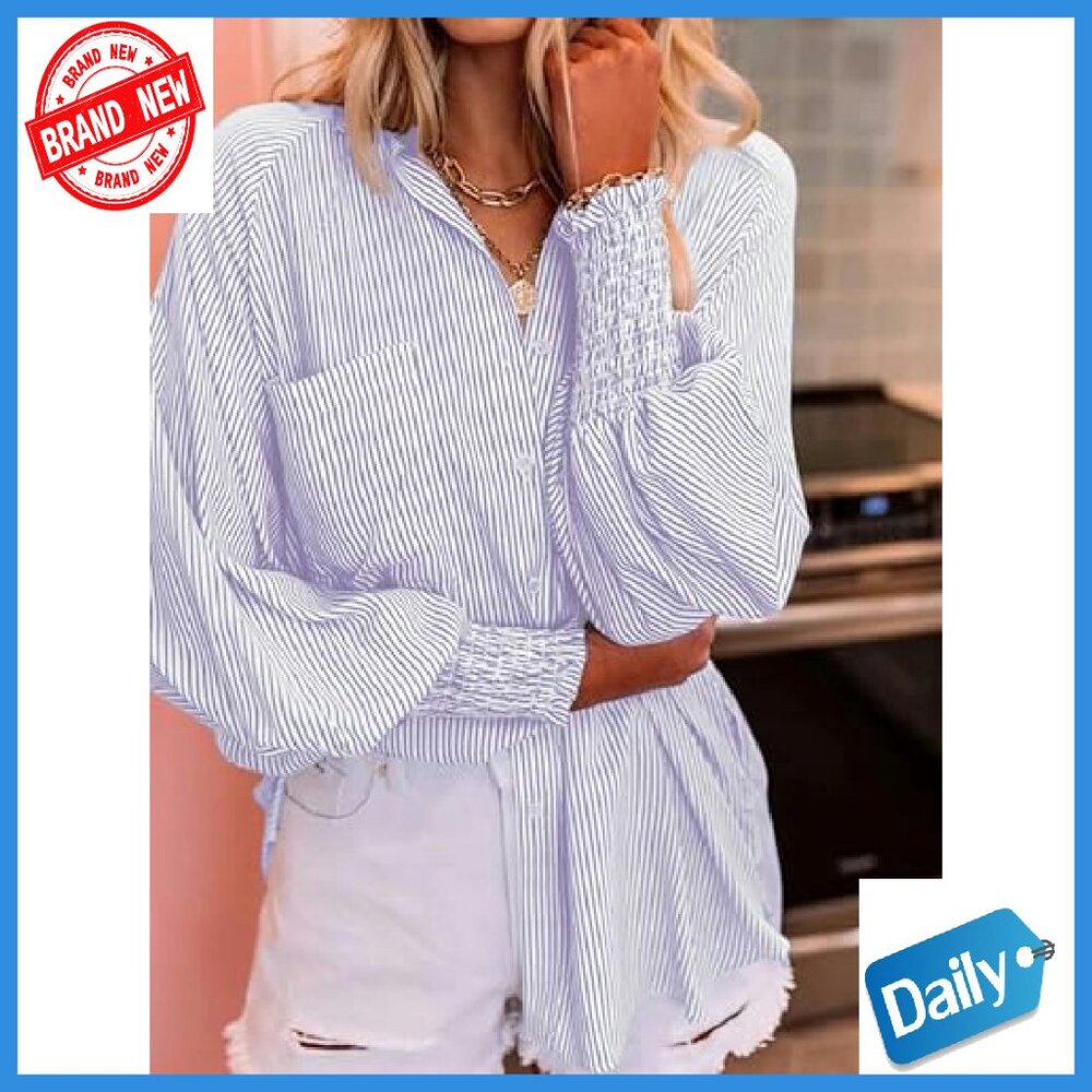 Oversized Wrinkle-Resistant Button-Down Shirt wit… - image 4